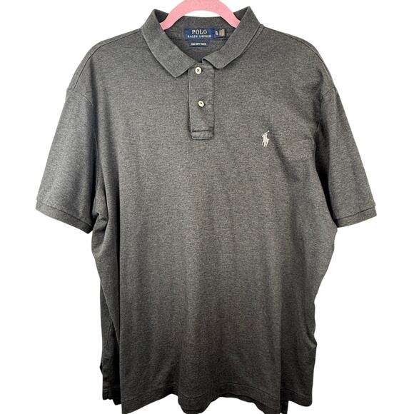 Polo Ralph Lauren Charcoal Gray Pima Soft Touch Polo Shirt XL Classic Fit - Picture 1 of 8